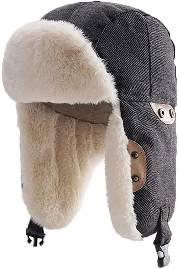 Men Women Windproof Faux Fur Ushanka Russian Hat Winter Thick Plush Earflap Cap Warm Cycling Ski Hunting Trapper Hats