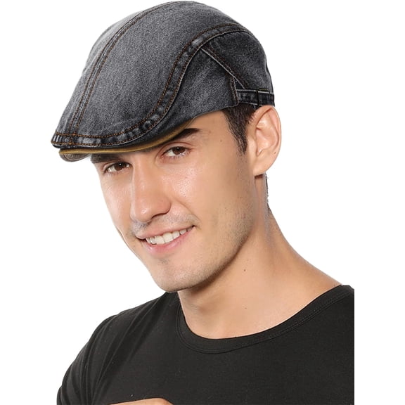 AKcxy Mens Denim Beret​​ Cotton Newsboy Cap Fashion Flat Duckbill Gatsby Adjustable Hats