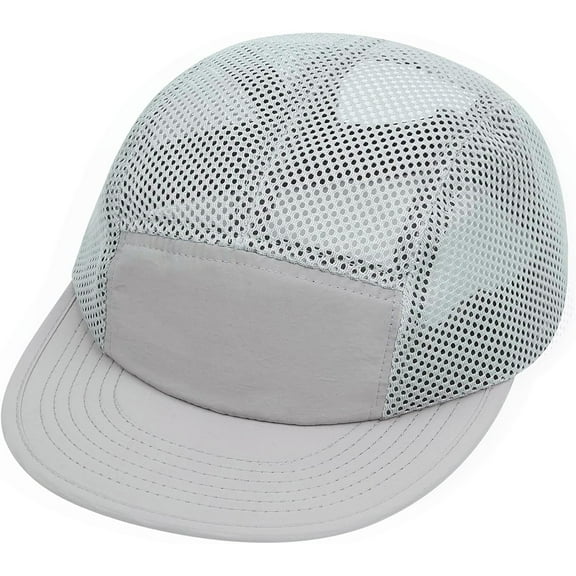 AKcxy Mesh 5 Panel Hat Adjustable Trucker Baseball Cap Lightweight Breathable Quick Dry Cap Hip Hop Style Flat Brim Hats