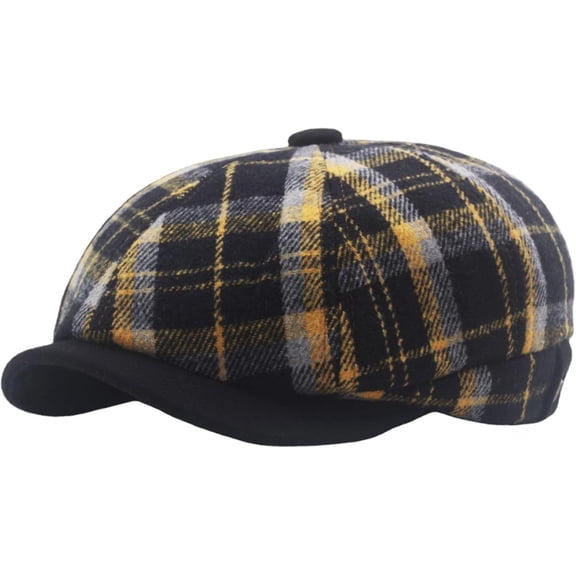 AKcxy Newsboy Hats for Men Berets Autumn Winter Hats for Men Women Vintage Plaid Octagonal Newsboy Cap Retro Artist Paint
