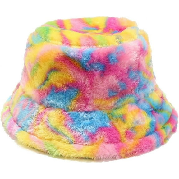 AKcxy Winter Faux Fur Bucket Hat,Fuzzy Warm Hat for Women Men, Fluffy Fisherman Cap