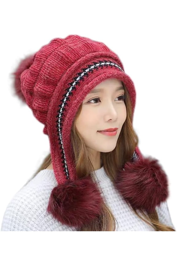 Winter Warm Elastic Soft Ear Protection Knitted Sherpa Ski Hats Fleece Lined Peruvian Cover Ears Beanie Hat