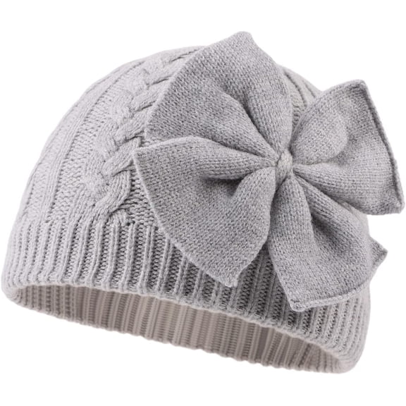 AKcxy Winter Warm Knitted Baby Hat for Girls Cotton Lined Infant Toddler Hat Autumn Cute Bow Classic Girls Beanie 0-6Y
