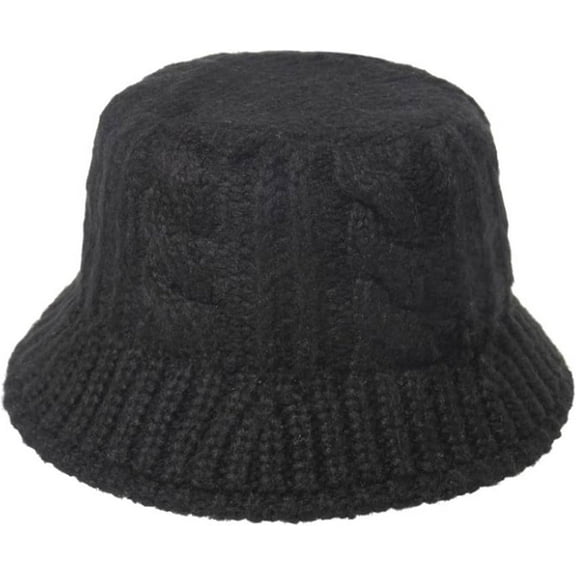 AKcxy Women Winter Bucket Hat Solid Color Knit Bucket Hat Crochet Fisherman Cap