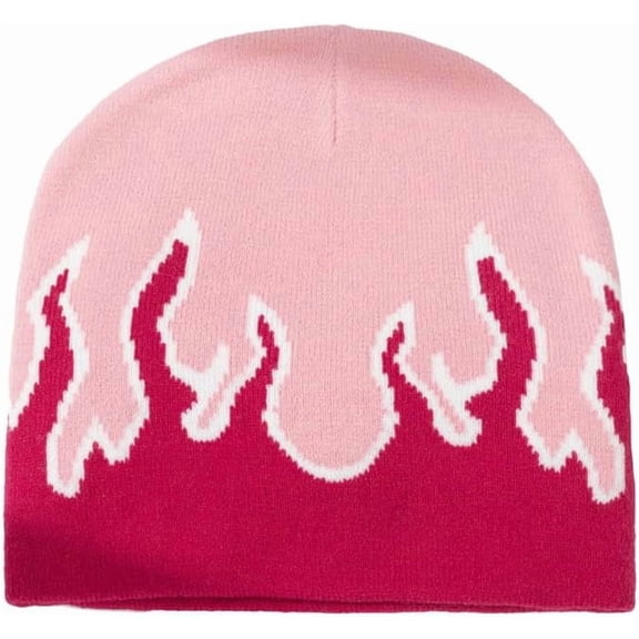 AKcxy Women Y2K Flame Beanie Knitted Hats Winter Fall Men Warm Skull Caps