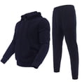 thumbnail image 1 of AKsit Men's Sweatsuit 2 Piece Hoodie Tracksuit Set Jogging Suits Outfit Everyday Casual Wear Fashion Activewear Zip Warm Tracksuit Sports Set Navy L, 1 of 5