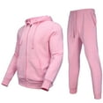 thumbnail image 1 of AKsit Men's Sweatsuit 2 Piece Hoodie Tracksuit Set Jogging Suits Outfit Everyday Casual Wear Fashion Activewear Zip Warm Tracksuit Sports Set Pink 4XL, 1 of 5
