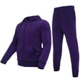 thumbnail image 1 of AKsit Men's Sweatsuit 2 Piece Hoodie Tracksuit Set Jogging Suits Outfit Everyday Casual Wear Fashion Activewear Zip Warm Tracksuit Sports Set Purple L, 1 of 5