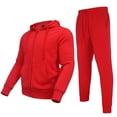 thumbnail image 1 of AKsit Men's Sweatsuit 2 Piece Hoodie Tracksuit Set Jogging Suits Outfit Everyday Casual Wear Fashion Activewear Zip Warm Tracksuit Sports Set Red 4XL, 1 of 5