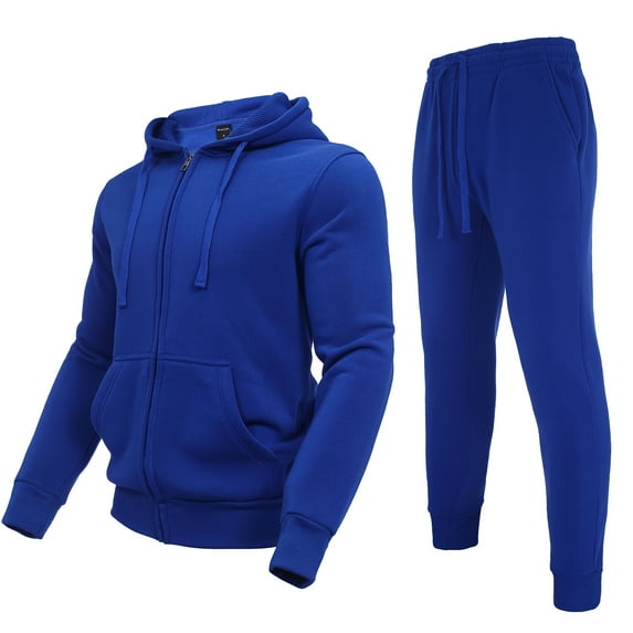 AKsit Men's Sweatsuit 2 Piece Hoodie Tracksuit Set Jogging Suits Outfit Everyday Casual Wear Fashion Activewear Zip Warm Tracksuit Sports Set Royal blue 4XL