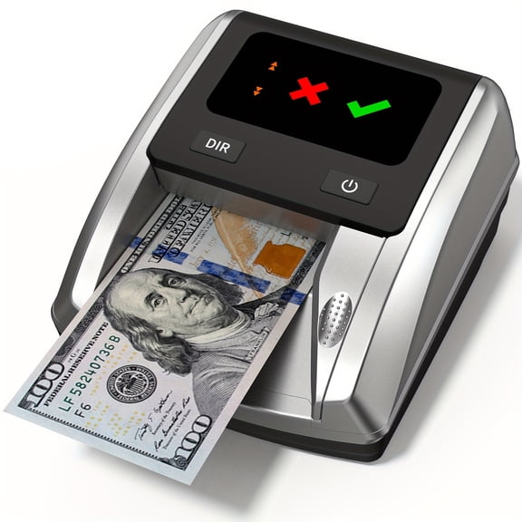 AL-135 Portable Banknote Counter with 4-Way Auto Positioning, UV/Magnetic/IR Detection, Pass/Fail Indicator for Office Supplies