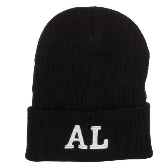 AL Alabama State Embroidered Long Beanie - Black OSFM