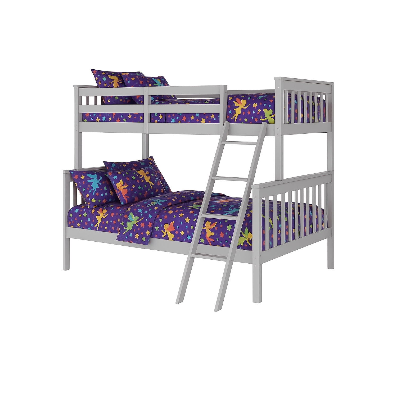 BR Wooden Kids Twin Over Full Bunk Bed Gray