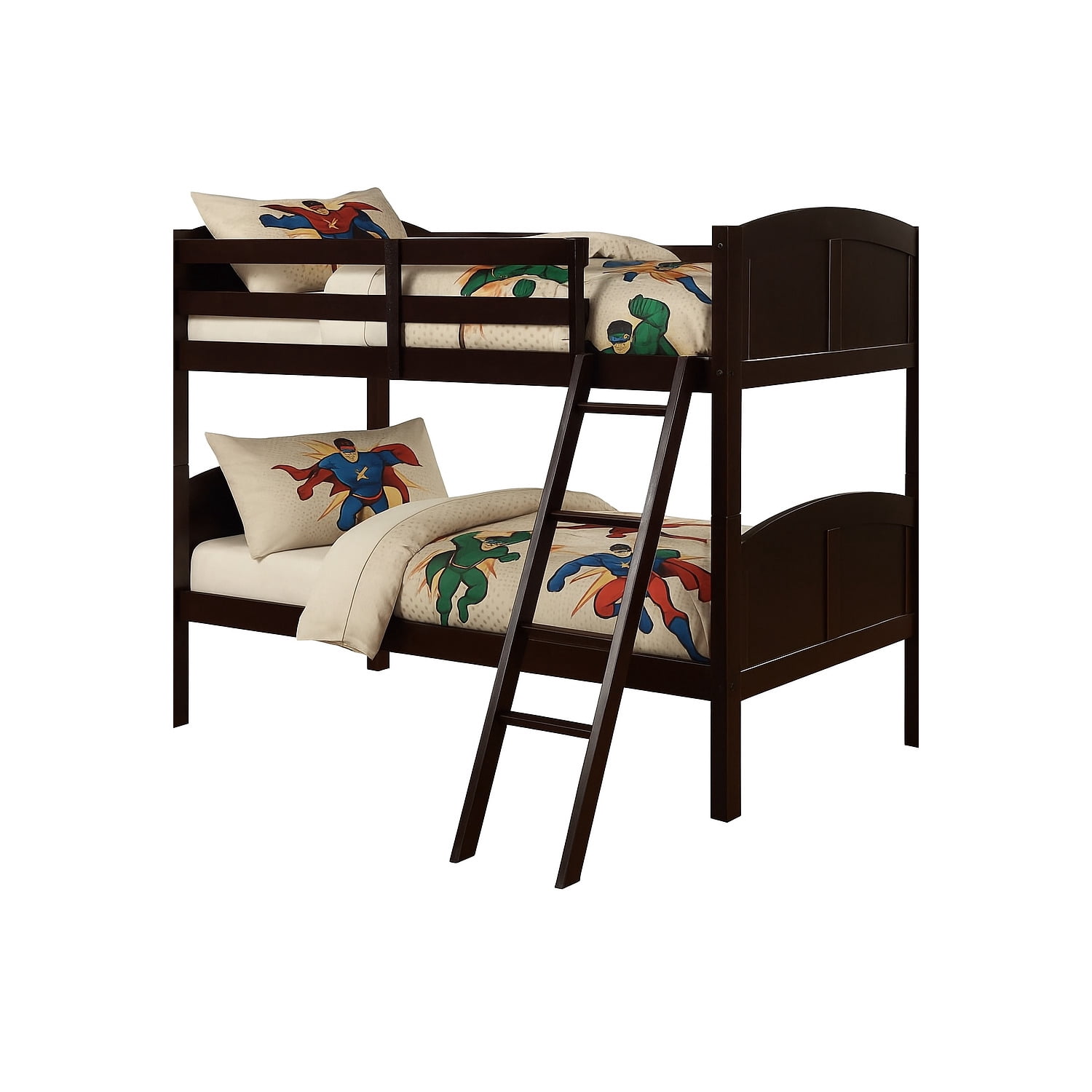 CR Wooden Kids Twin Over Twin Bunk Bed Espresso