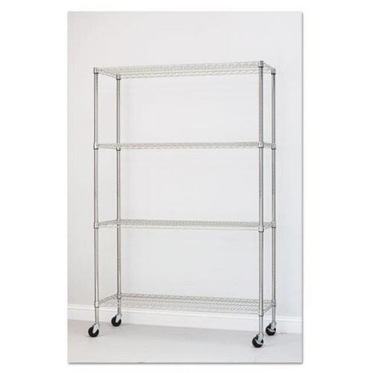 AL Complete Wire Shelving Unit WCaster Silver
