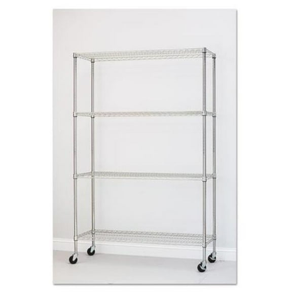AL  Complete Wire Shelving Unit W-Caster- Silver
