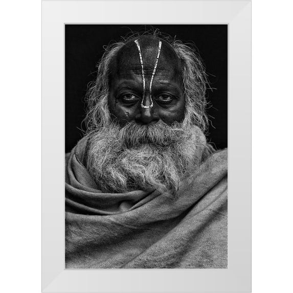 AL Farsi, Haitham 23x32 White Modern Wood Framed Museum Art Print Titled - Indian Dark Face