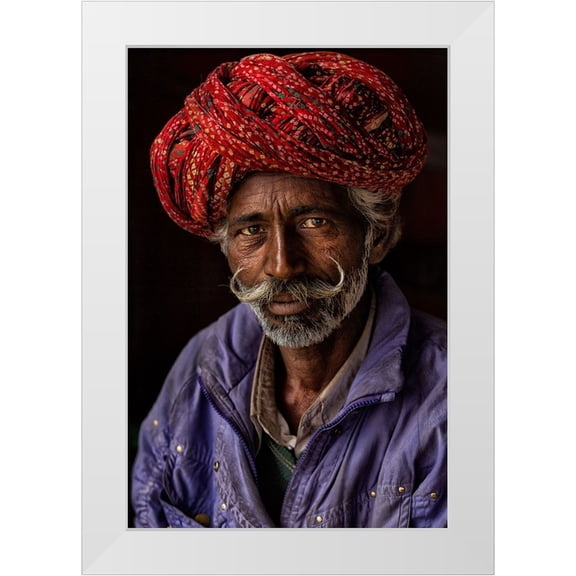 AL Farsi, Haitham 23x32 White Modern Wood Framed Museum Art Print Titled - Indian Man From Jaipur