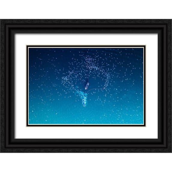 AL Farsi, Haitham 24x17 Black Ornate Wood Framed with Double Matting Museum Art Print Titled - Fishing