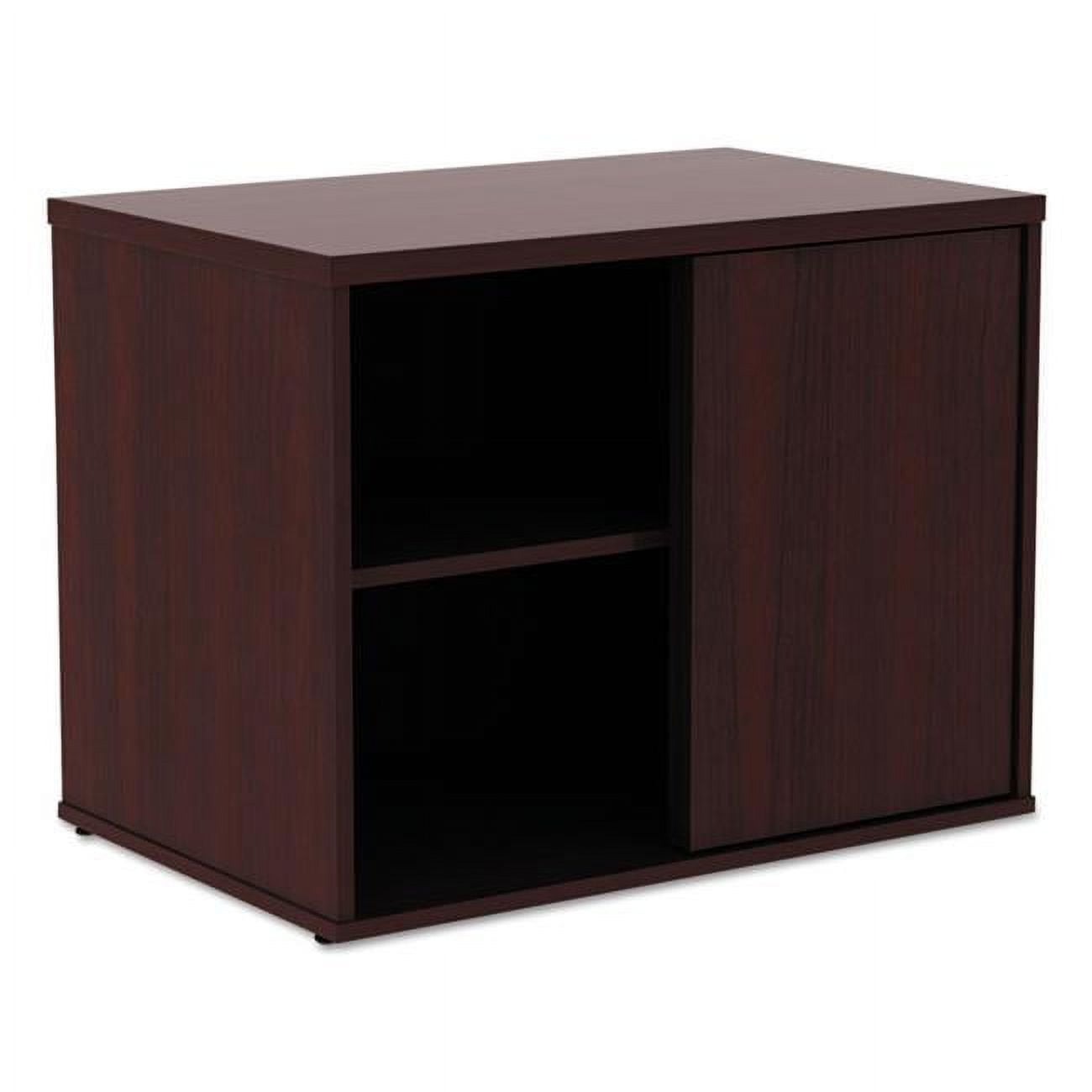 AL Open Office Low Storage Credenza Mahogany