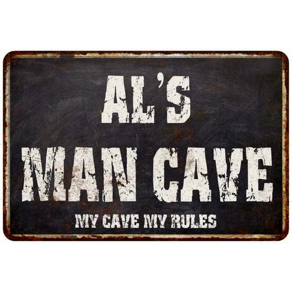 AL'S Man Cave Black Grunge Sign Home Décor Gift Cave Funny 112180004002