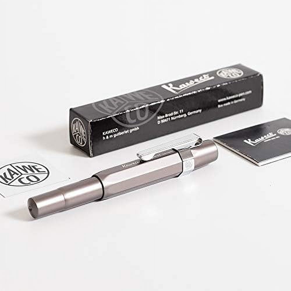 Kaweco AL Sport Fountain Pen - Silver Aluminum, Fine Nib, With Octagonal Chrome Clip