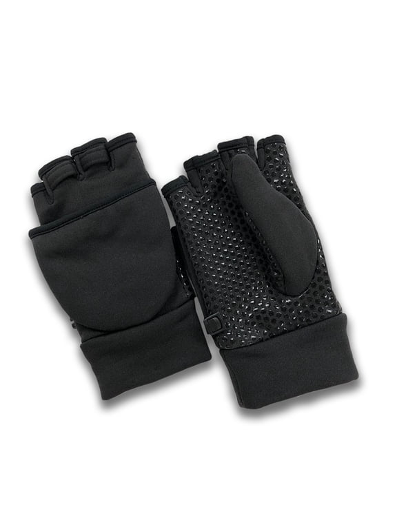 AL1505, Mens Multi-Purpose Anti-Slip Grip Fingerless Flip-Top Mittens