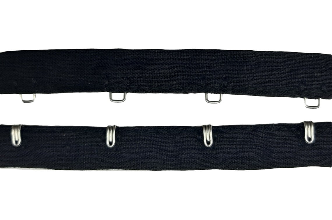 AL240A - Hook and Eye Tape Fabric Fastener Sewing Crafting DIY Black/Silver by yard