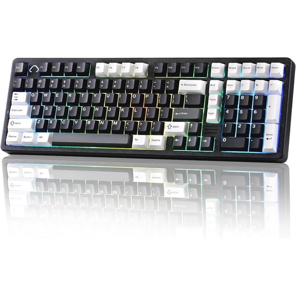 AL98 QMK/VIA Mechanical Gaming Keyboard,Full ,BT/2.4G/USB-C, Pre-Lubed Hot Swappable Gasket Mount 1800 Layout,RGB Backlit for Win/ (Black, Milk )
