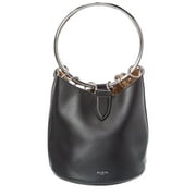 ALA A Ring Medium Leather Bucket Bag, Black