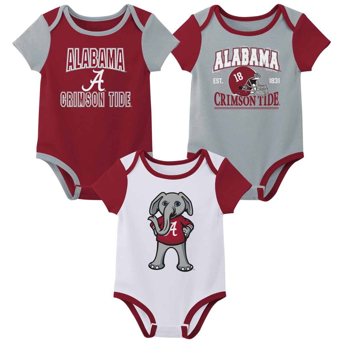 NCAA Alabama Crimson Tide Infant & Toddler Onesies, 3-Pack