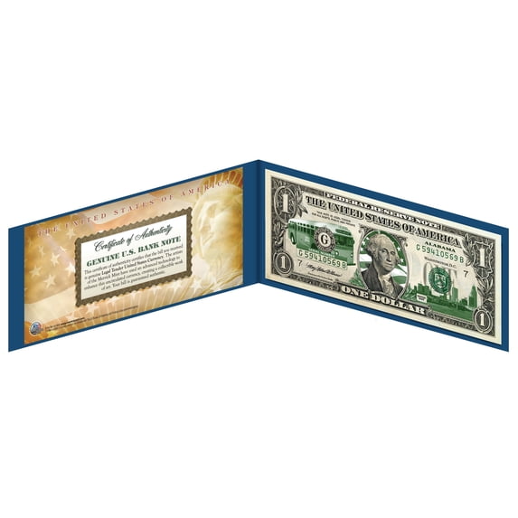 ALABAMA State $1 Bill *Genuine Legal Tender* U.S. One-Dollar Currency *Green*