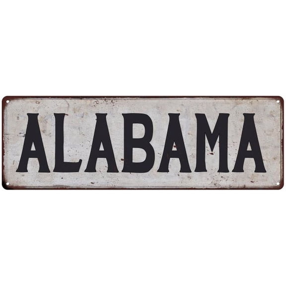 ALABAMA Vintage Look Rustic Metal 8x24 Sign City State 108240041089