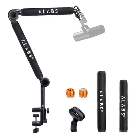 ALABS Boom Arm Mic Stand,Microphone Boom Arm 360°Adjustable Foldable with Desk Mount Clamp,Screw Adapter,Cable Management,Professional Studio Mic Arm Compatible with HyperX QuadCast FIFINE and Others