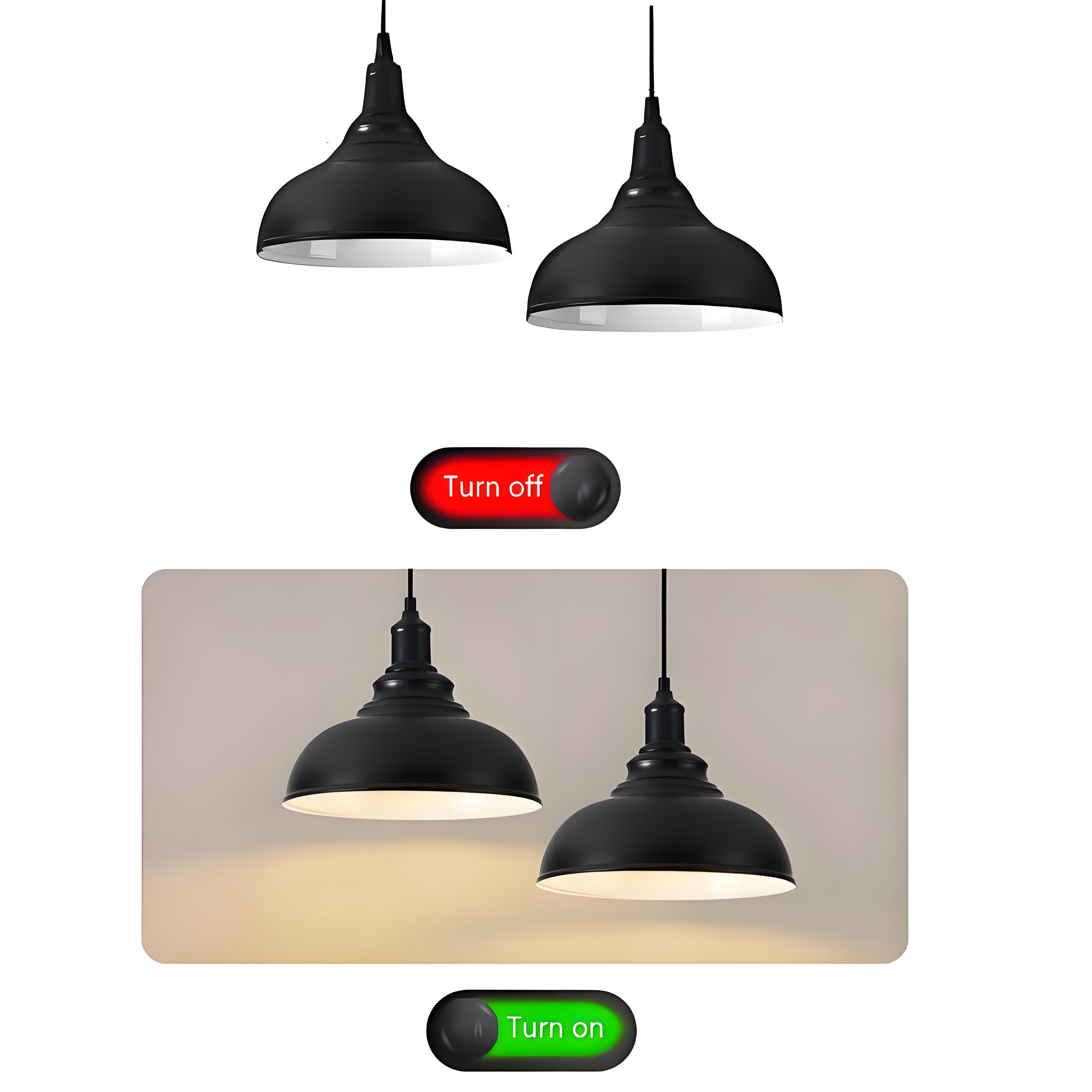 Dome Pendant Ceiling Lights, Black Pendant Lighting for Kitchen Island, 2-Pack