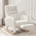 thumbnail image 1 of ALAKFORM Rocking Chair Nursery with Foot Rest,Upholstered Teddy Glider Rocker with Wood Legs, Nursing Rocking Chair Indoor for Living Room/Nursery,Ivory, 1 of 7