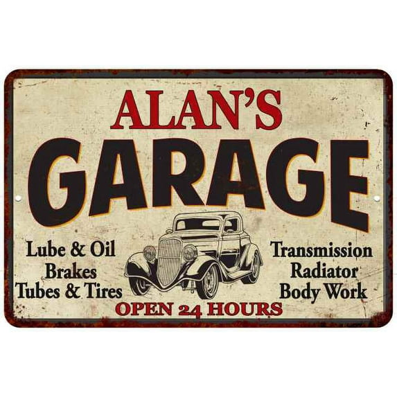ALAN'S Garage Man Cave Metal Sign Decor 8x12 208120014094