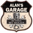 thumbnail image 1 of ALAN'S Garage My Tools My Rules Sign 12x12 Metal Sign 211110024094, 1 of 1
