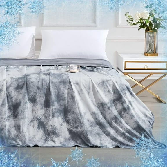ALANDA Cooling Blanket Throw Tie Dye, Double-Sided [Cooling/Cotton] Soft Breathable Lightweight Summer Blanket for Bed Sofa Travel Adult Kids Hot Sleeper Gray 51" x 67"
