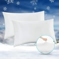 thumbnail image 1 of ALANDA Cooling Pillowcases, 2 Pack Standard & Queen Size Pillowcases Ultra Cool Pillow Cases with Stretch Japanese Q-max 0.55 Arc-Chill Cooling Fiber for Hair Skin Night Sweat Hot Sleeper - White, 1 of 7