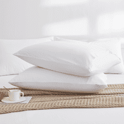 ALANDA Pillow Cases, 2 Pack Standard Size Cooling Pillow Cases with 100% Bamboo & Linen Fiber, Breathable, Ultra Soft, Anti-Static, Machine Washable Envelope Hotel Pillowcases - White
