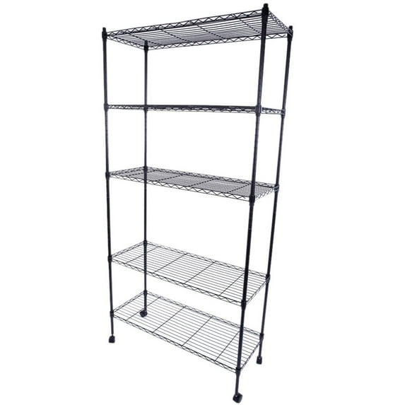 ALAREWO 5-Layer Plastic Coated Iron Storage Shelf, Black