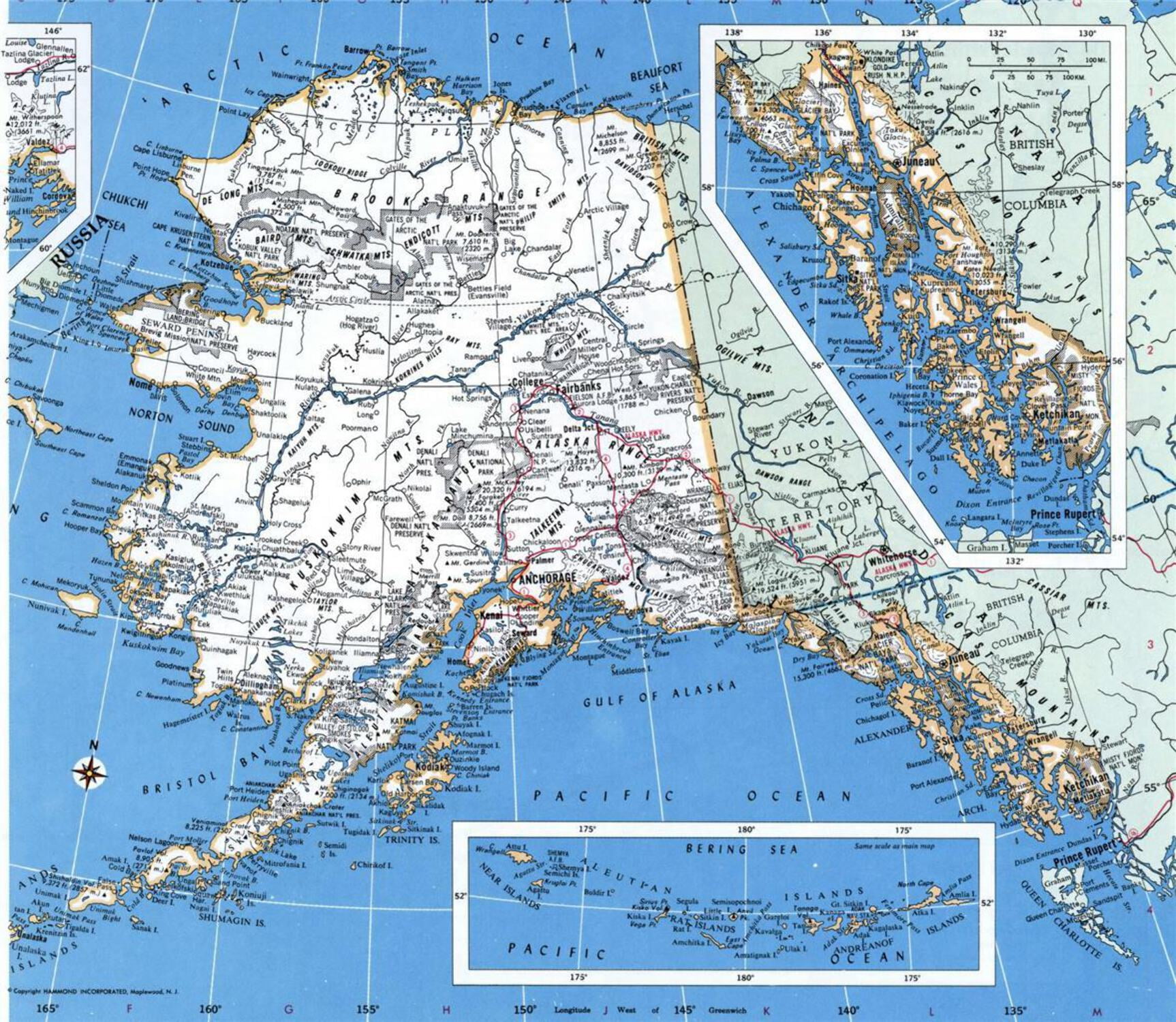 ALASKA COUNTY ROAD MAP GLOSSY POSTER PICTURE PHOTO PRINT BANNER ak