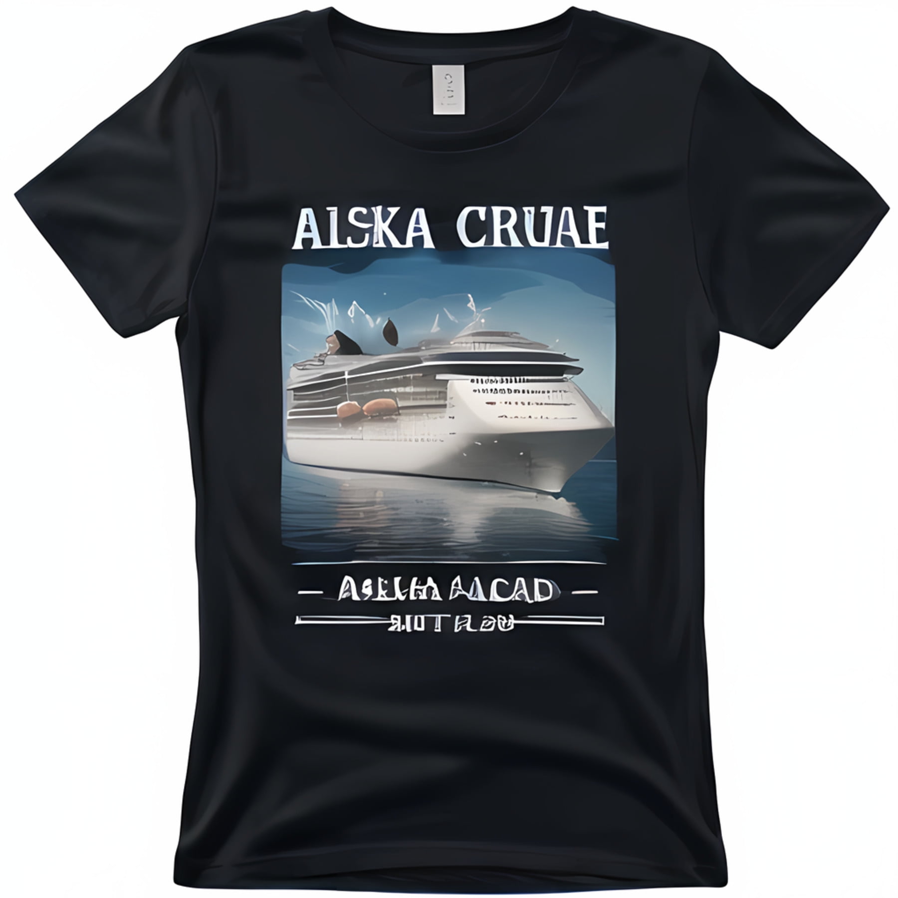 ALASKA CRUISE TShirt Ocean Liner Illustration Black TShirt with
