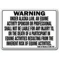 thumbnail image 1 of ALASKA Equine Sign activity liability warning statute horse farm barn stable, 1 of 4