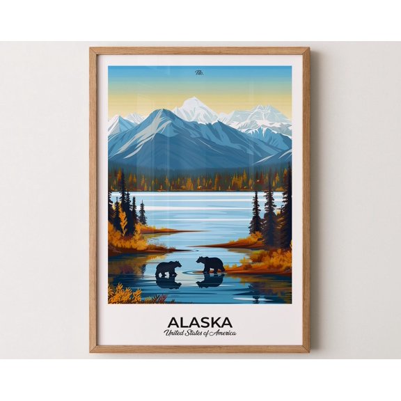 ALASKA Poster, Alaska Travel Poster, Alaska Art Print, Alaska Wall Art, USA Poster, Gift for travelers, 8x12 UNFRAMED