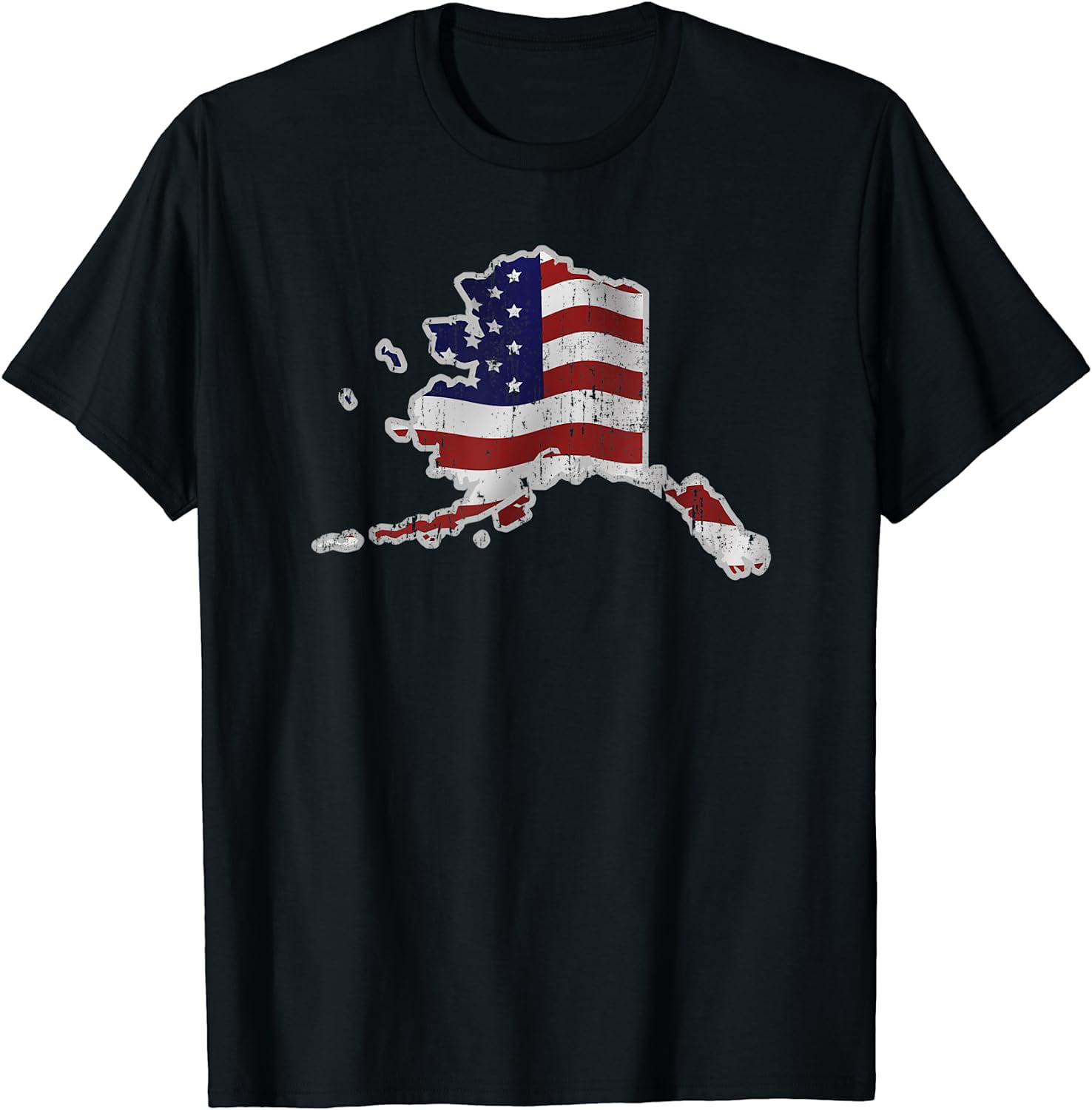 ALASKA State Map Outline Vintage American Flag Vacation Trip T-Shirt ...