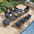 thumbnail image 1 of ALAULM 10 Piece Patio Dining Set All-Weather Wicker Outdoor Table and Chairs Set w/Tempered Glass Tabletop, Comfortable Cushions and Umbrella Hole for Patio, Backyard, Garden, Poolside -DarkBlue, 1 of 7