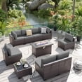 thumbnail image 1 of ALAULM 10 Piece Weatherproof Outdoor Conversation Sets with Patio Furniture Set and Propane Fire Pit, Gray, 1 of 9
