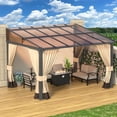 thumbnail image 1 of ALAULM 10' x 12' Gazebo，Hard Top Lean to Gazebo Wall Mount Heavy Hardtop Gazebo Outdoor Pergola with Curtains and Netting for Patio Garden Lawn Backyard Deck (Sand), 1 of 6